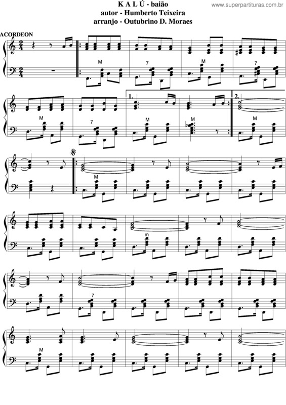 Partitura da música Kalú v.6