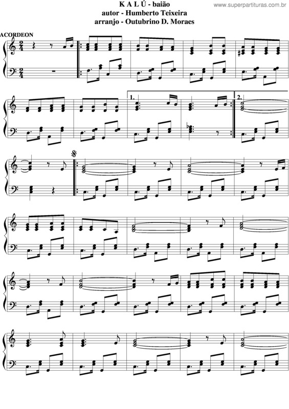 Partitura da música Kalú v.7