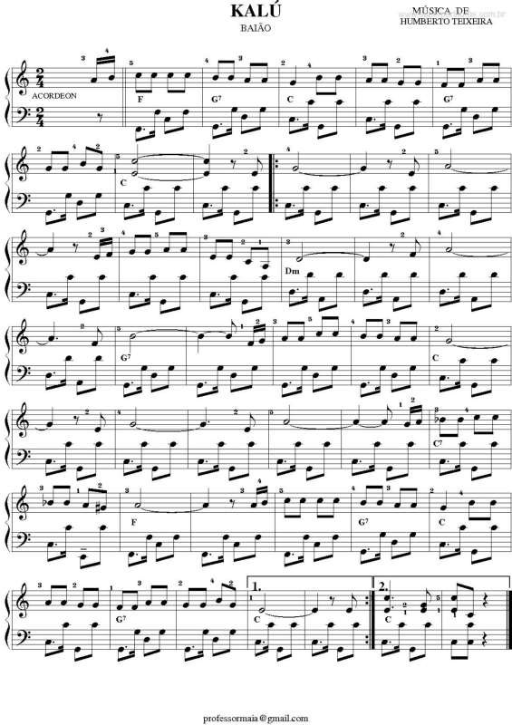 Partitura da música Kalú