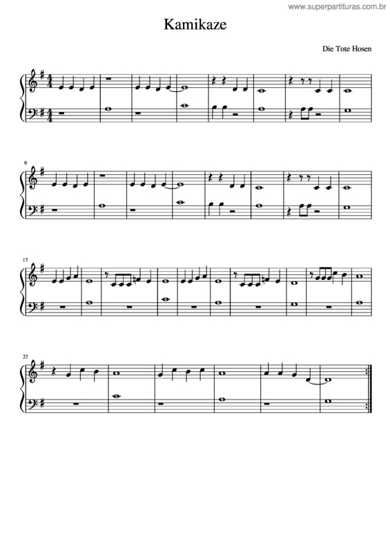 Partitura da música Kamikaze