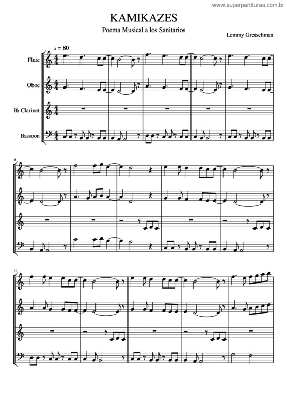 Partitura da música Kamikazes