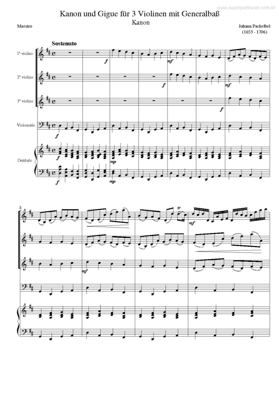 Partitura da música Kanon und Gigue für 3 Violinen mit Generalbaß