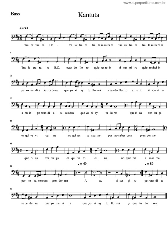 Partitura da música Kantuta Bass