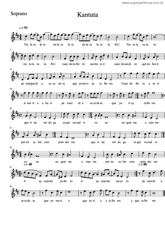 Partitura da música Kantuta Soprano