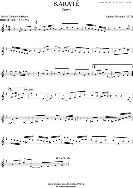 Partitura da música Karatê