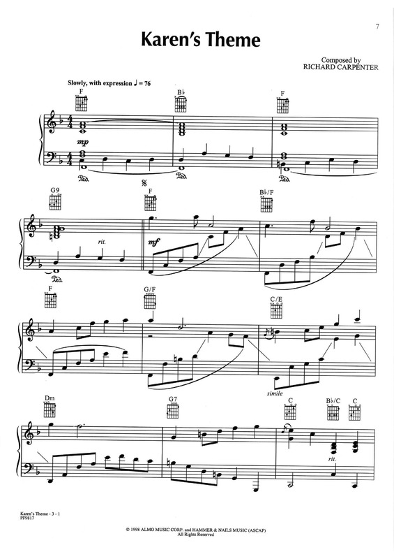 Partitura da música Karen´s Theme