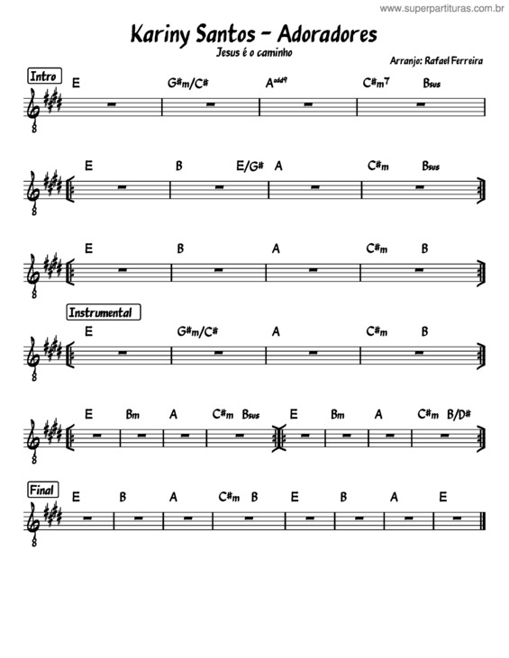 Partitura da música Kariny –  01 Jesus É O Caminho