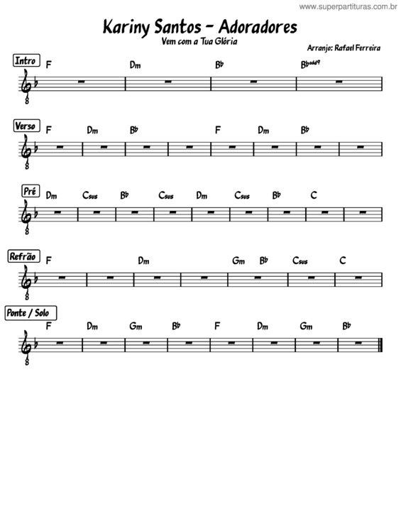 Partitura da música Kariny 06 Vem Com A Tua Glória