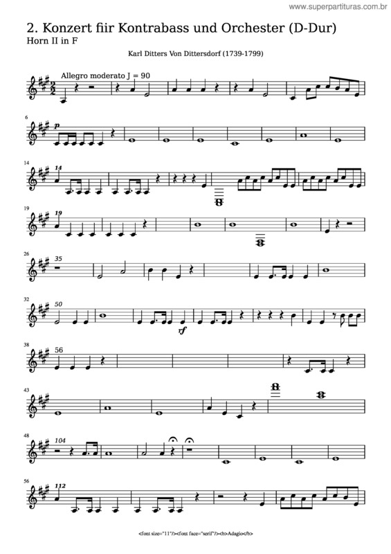 Partitura da música Karl Ditters Von Dittersdorf