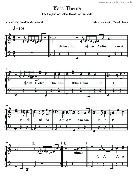 Partitura da música Kass' Theme - Zelda: Breath Of The Wild