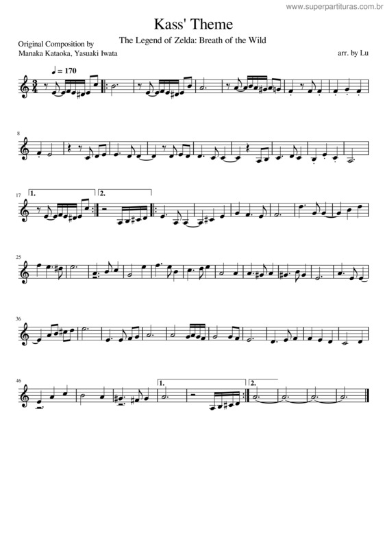 Partitura da música Kass`S Theme – Koji Kondo Kass`S Theme In Ocarina