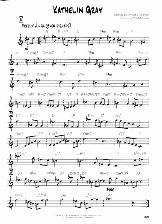 Partitura da música Kathelin Gray