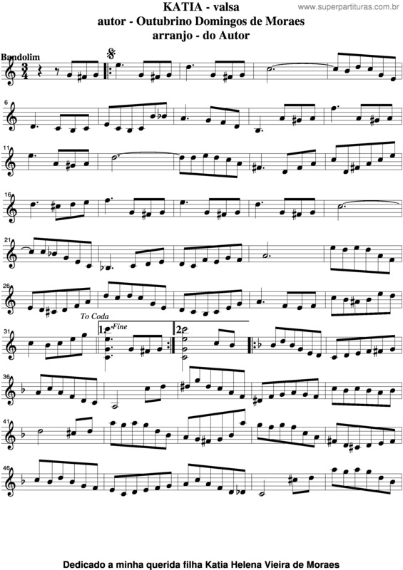 Partitura da música Katia v.2