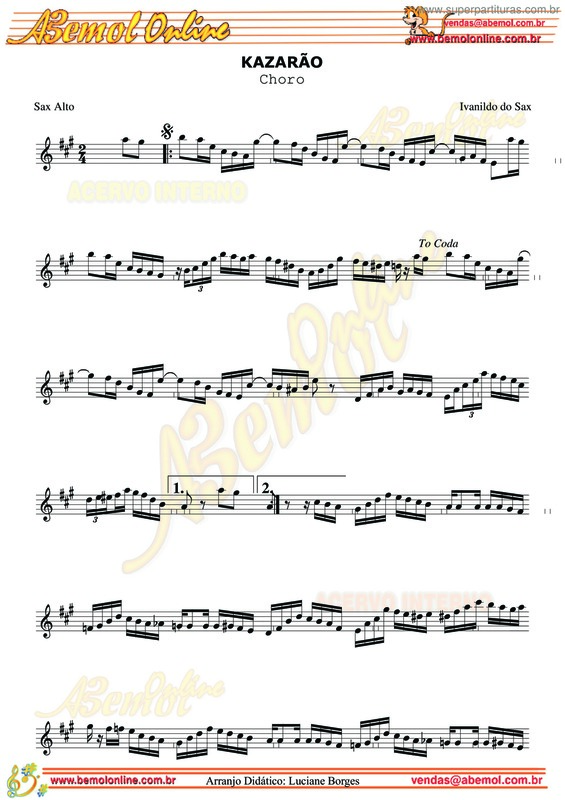 Partitura da música Kazarão v.2
