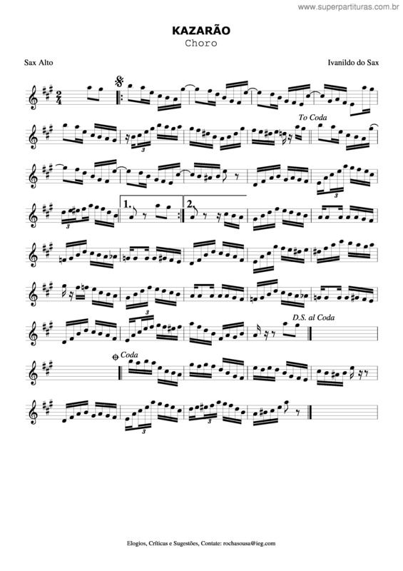 Partitura da música Kazarão