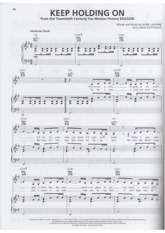 Partitura da música Keep Holding On