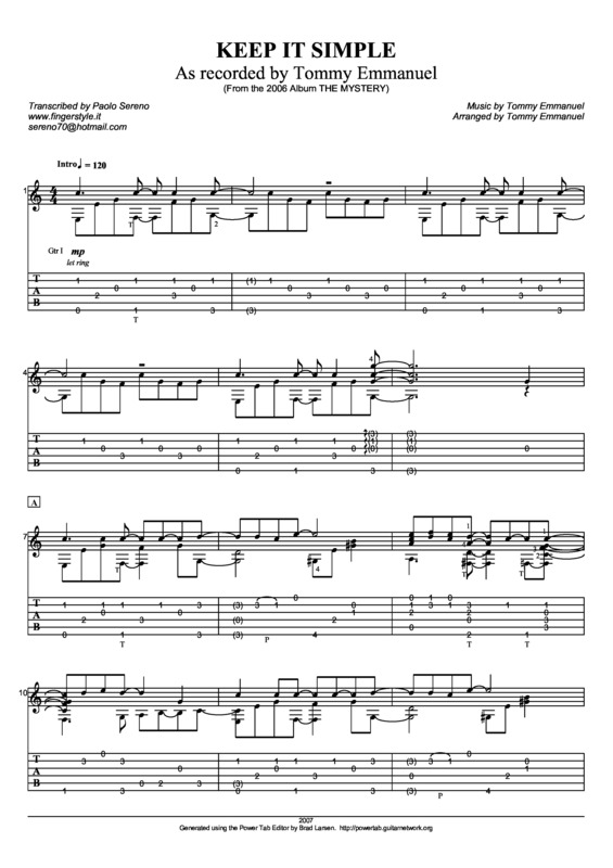 Partitura da música Keep It Simple