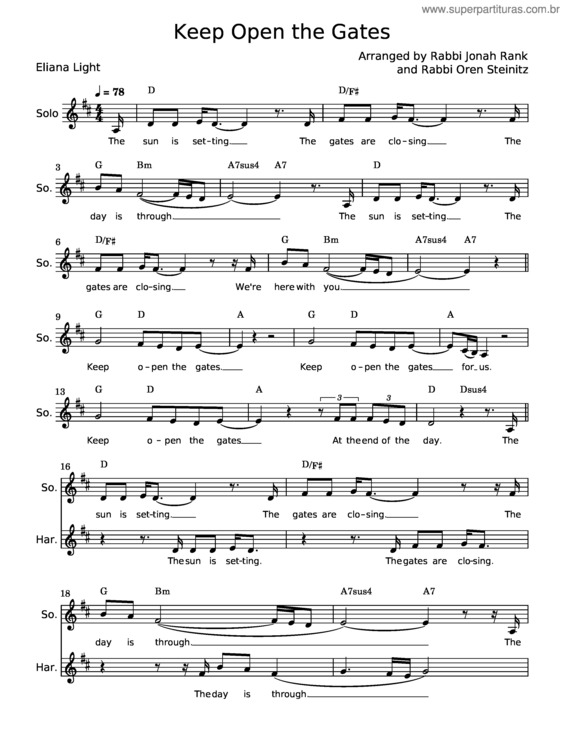 Partitura da música Keep Open The Gates – Eliana Light