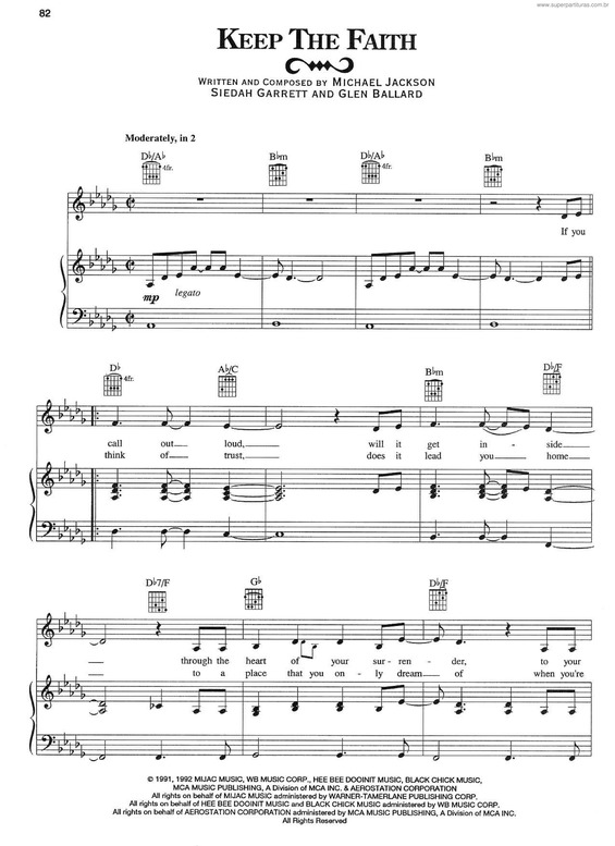 Partitura da música Keep The Faith v.2