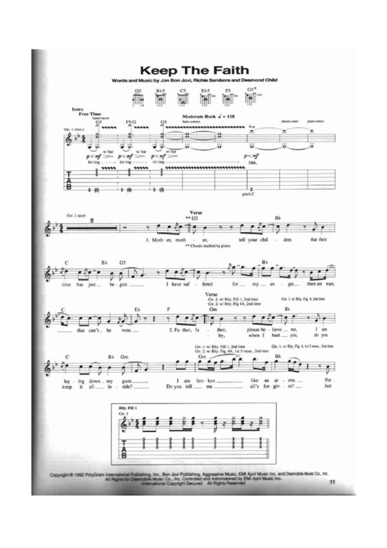 Partitura da música Keep The Faith v.4