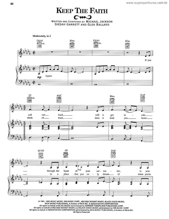 Partitura da música Keep The Faith