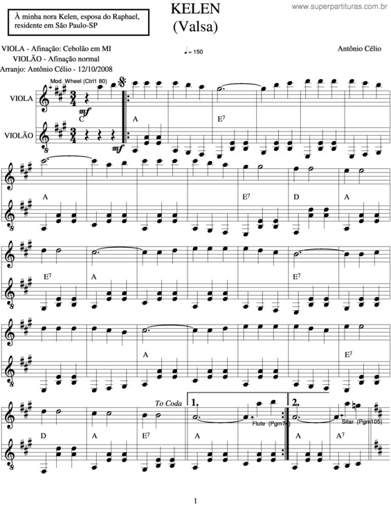 Partitura da música Kelen v.2