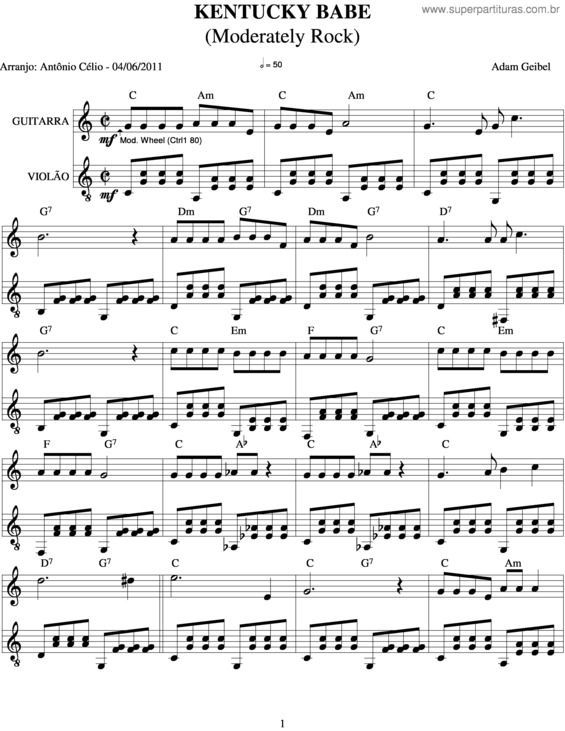 Partitura da música Kentucky Babe