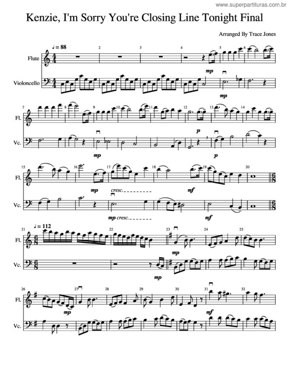 Partitura da música Kenzie, I`M Sorry You`Re Closing Line Tonight Final