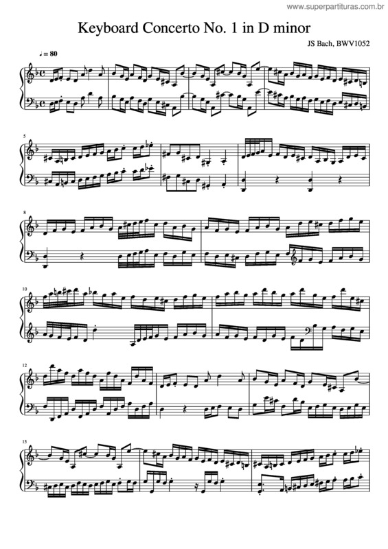 Partitura da música Keyboard Concerto No. 1 In D Minor