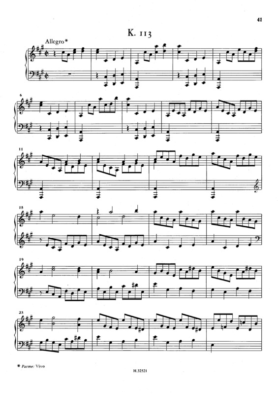 Partitura da música Keyboard Sonata In A Major K.113