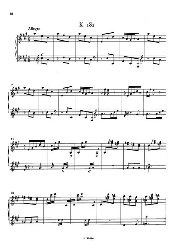 Partitura da música Keyboard Sonata In A Major K.182