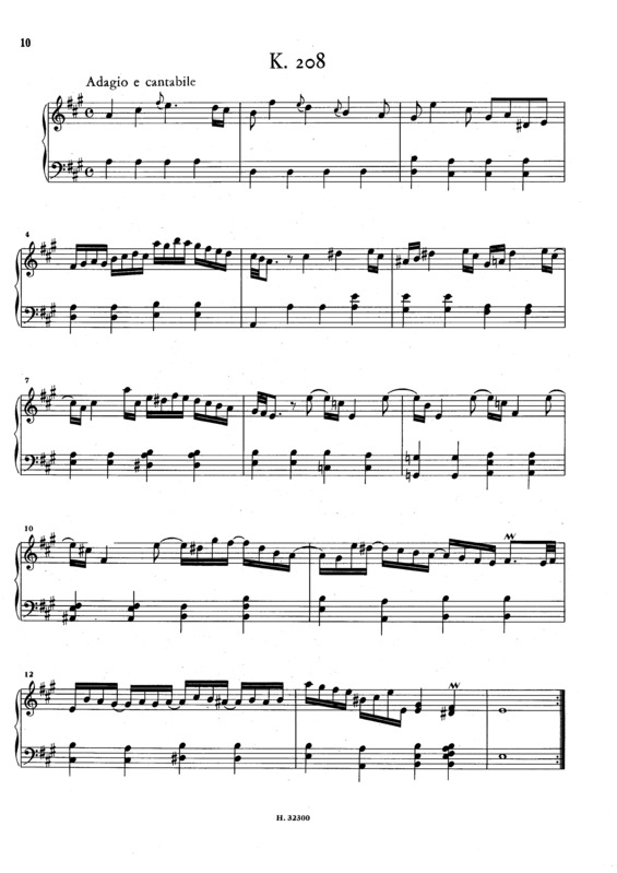Partitura da música Keyboard Sonata In A Major K.208