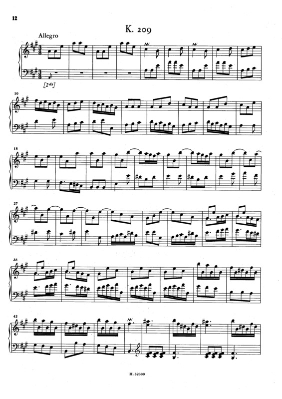 Partitura da música Keyboard Sonata In A Major K.209