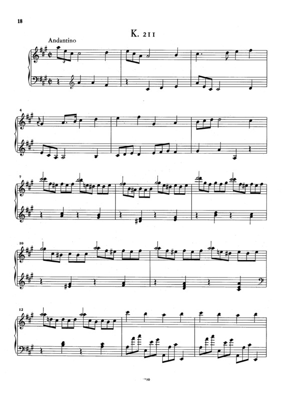 Partitura da música Keyboard Sonata In A Major K.211