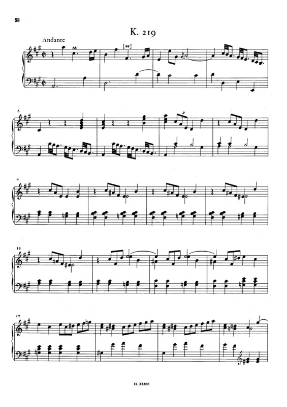 Partitura da música Keyboard Sonata In A Major K.219