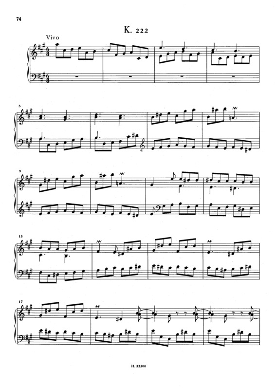 Partitura da música Keyboard Sonata In A Major K.222