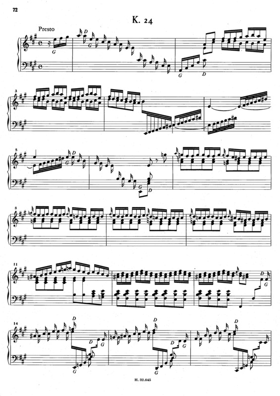 Partitura da música Keyboard Sonata In A Major K.24