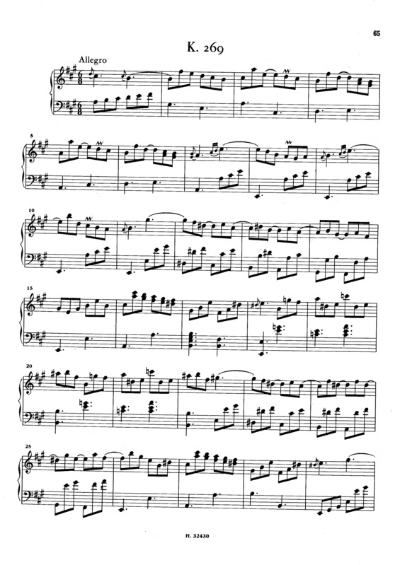 Partitura da música Keyboard Sonata In A Major K.269