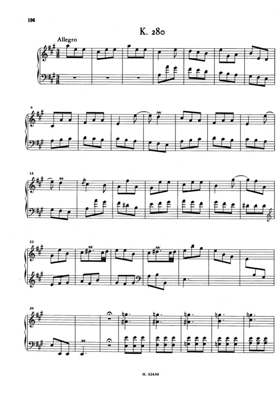 Partitura da música Keyboard Sonata In A Major K.280