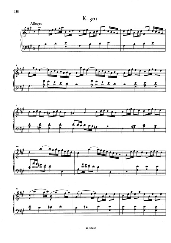 Partitura da música Keyboard Sonata In A Major K.301