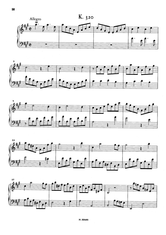 Partitura da música Keyboard Sonata In A Major K.320