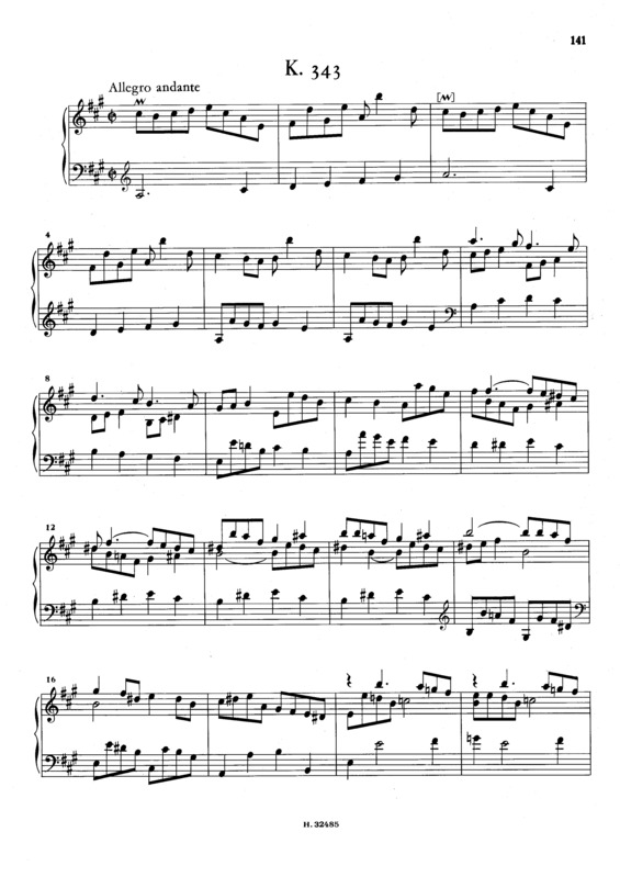 Partitura da música Keyboard Sonata In A Major K.343