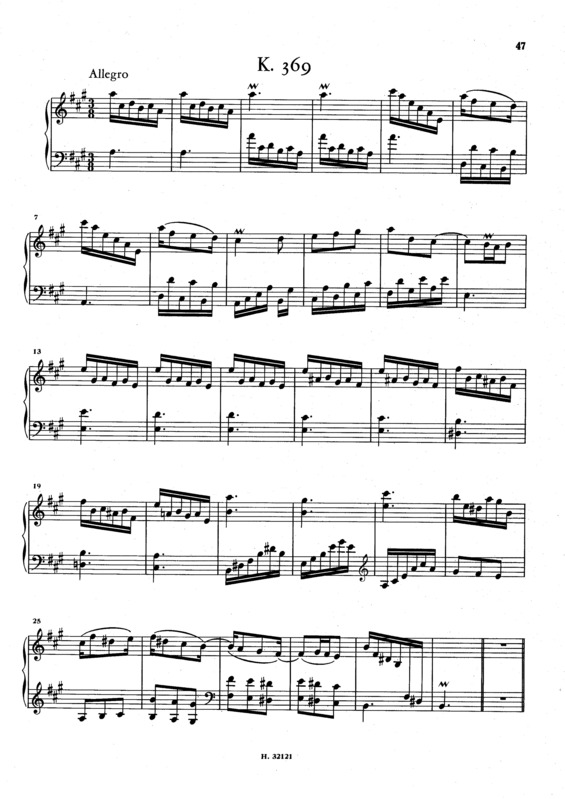 Partitura da música Keyboard Sonata In A Major K.369
