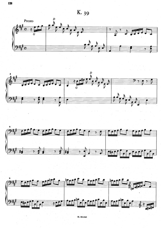 Partitura da música Keyboard Sonata In A Major K.39