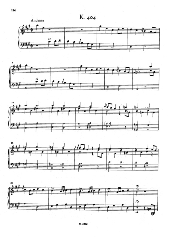 Partitura da música Keyboard Sonata In A Major K.404
