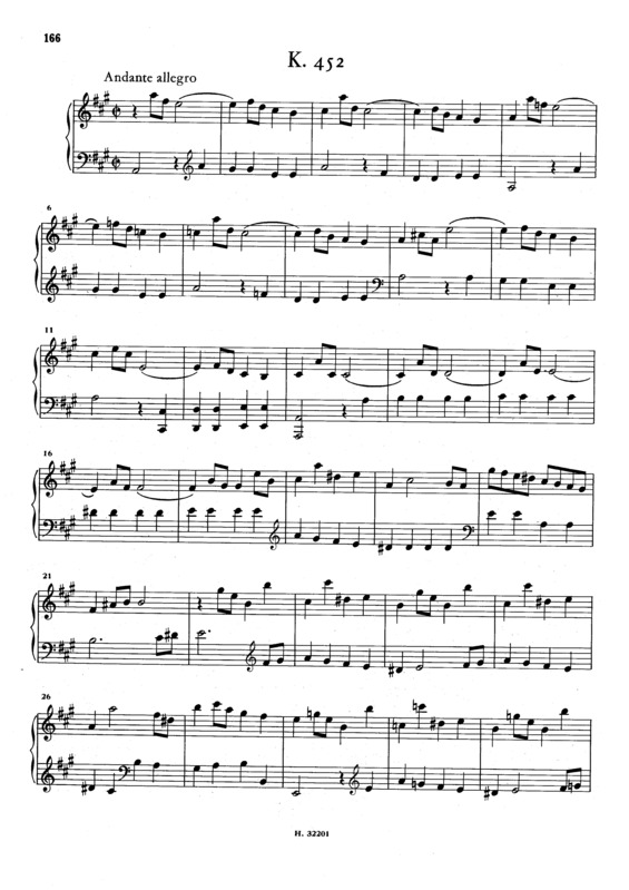 Partitura da música Keyboard Sonata In A Major K.452