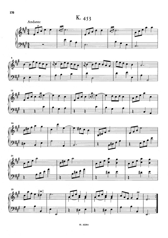 Partitura da música Keyboard Sonata In A Major K.453