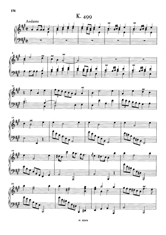 Partitura da música Keyboard Sonata In A Major K.499