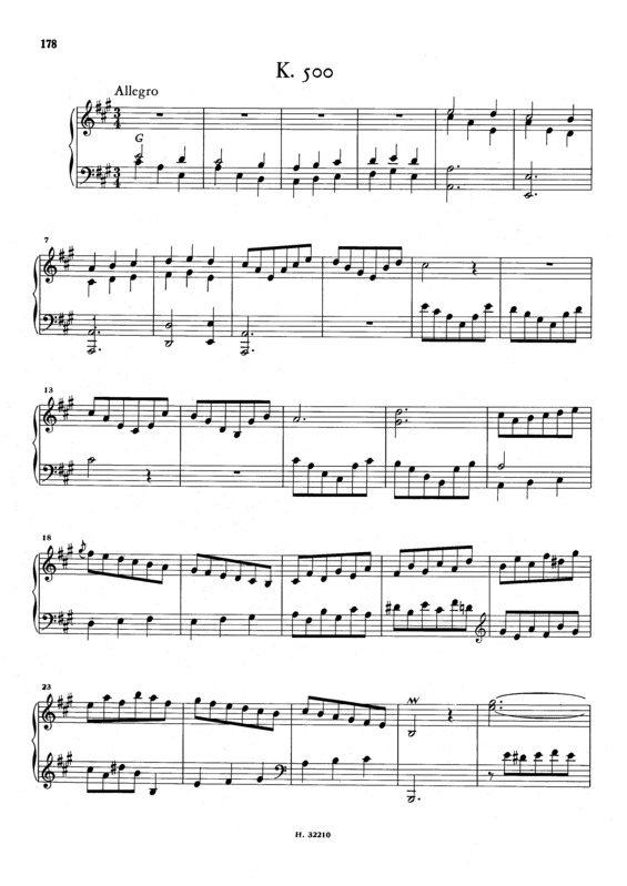 Partitura da música Keyboard Sonata In A Major K.500