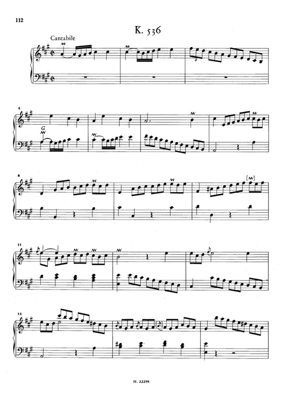 Partitura da música Keyboard Sonata In A Major K.536